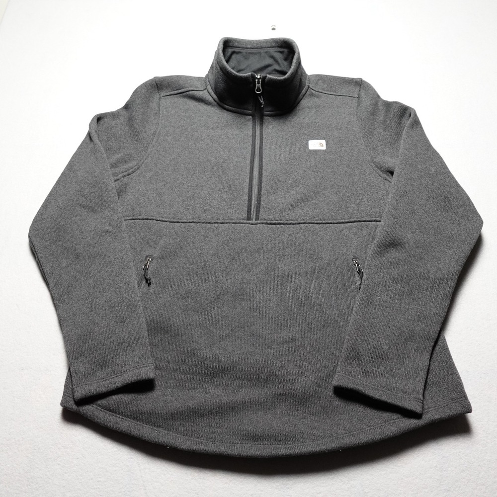 The North Face Jacket Womens Large Gray Fleece 1/4 Zip Pullover Knit Pockets